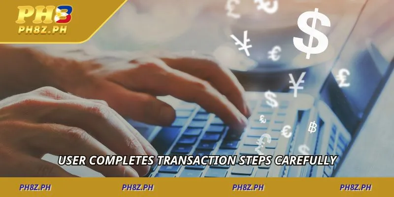 User completes transaction steps carefully